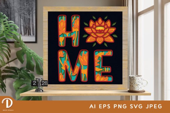 Lotus New Home Shadow Box Svg Layers