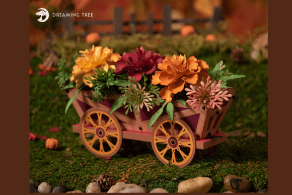 Rustic Paper Flower Centerpiece Svg Marigold Wagon