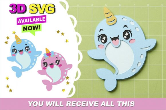 Narwhals Kids Birthday Svg Pair