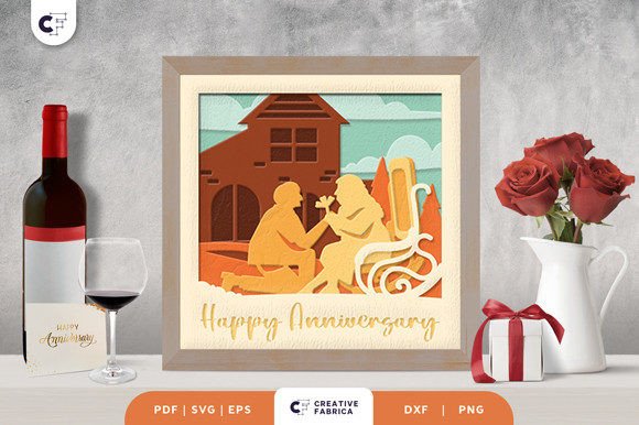 Old Couple Anniversary Shadow Box SVG Keepsake