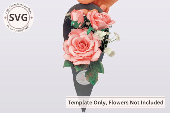 Cone Wrap Paper Flower Bouquet SVG Holder