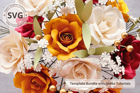 Rose Potted Paper Flower Centerpiece Svg Bundle