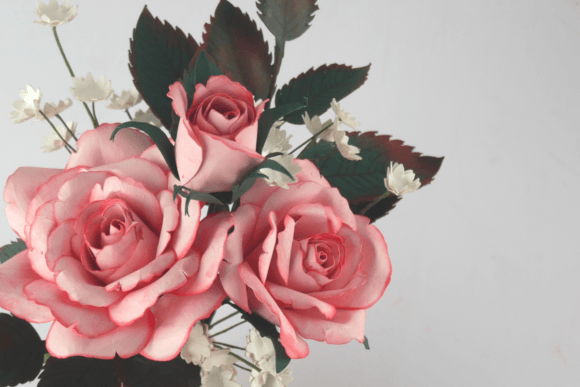 Leaves And Bud Paper Rose SVG Stem