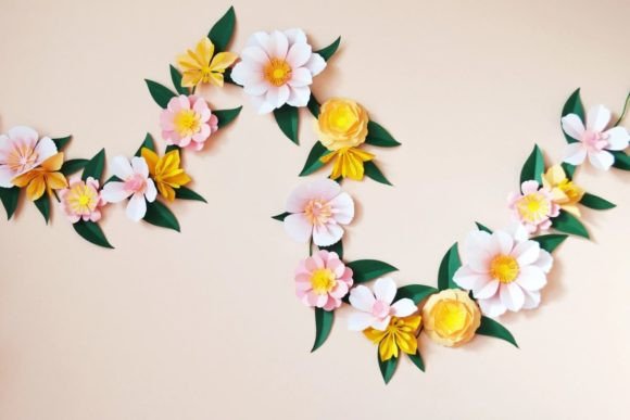 Soft Paper Flower Wall Decor SVG Garland