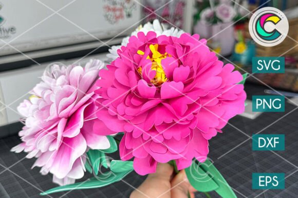 Colorful Bouquet Paper Peony SVG