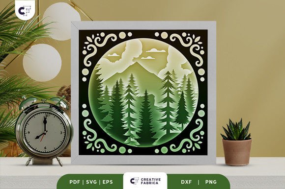 Pine Forest Shadow Box Svg Paper Cut