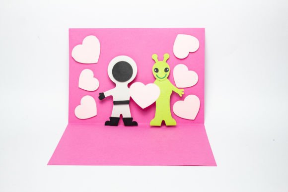 Astronaut Alien Pop Up Card Svg Template