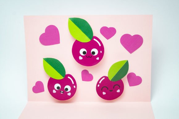 Cute Cherries Pop Up Card Svg Template
