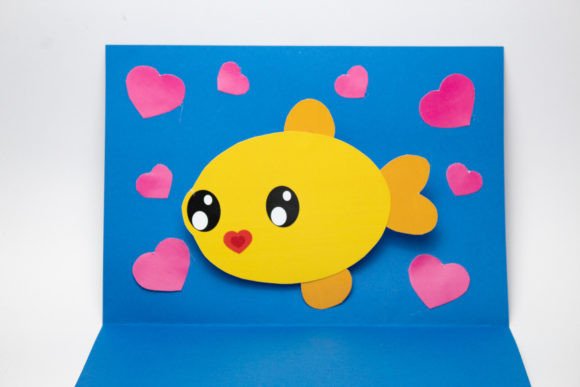 Cute Fish Pop Up Card Svg Template