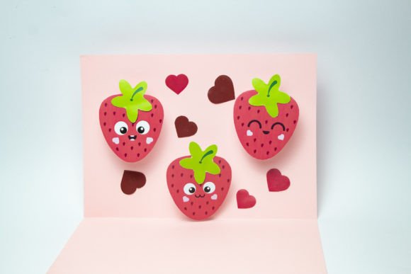 Sweet Strawberry Pop Up Card SVG Template Set