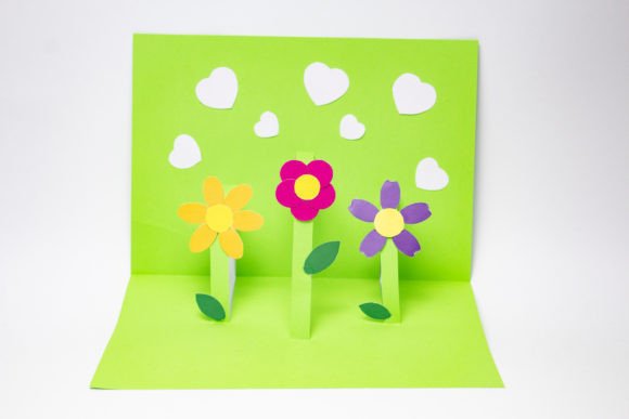 Floral Pop Up Card Svg Template Scene