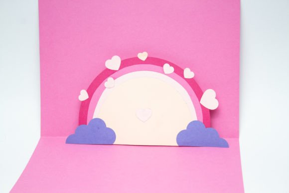 Hearts And Rainbow Pop Up Card Svg Template