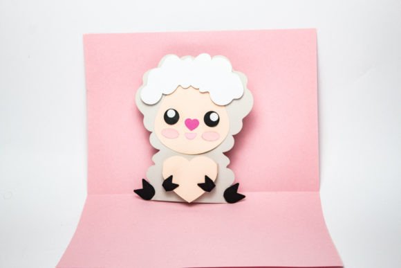 Llama Love Pop Up Card Svg Template Design
