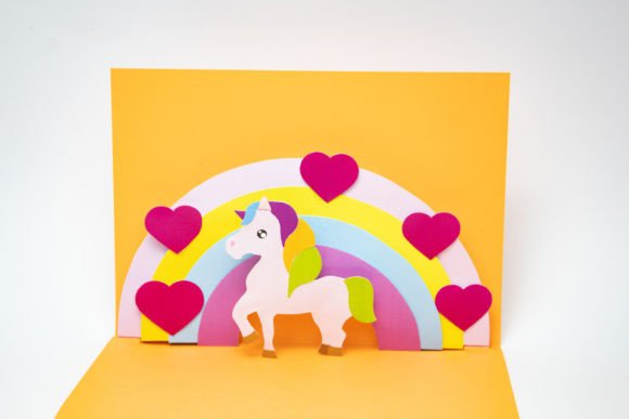 Unicorn Rainbow Pop Up Card Svg Template