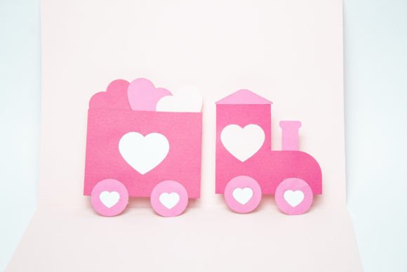 Valentine's Train Pop Up Card Svg Template