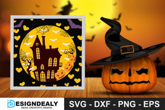 Pumpkin Castle Halloween Shadow Box Svg Art