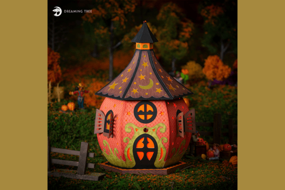 Whimsical Pumpkin Svg Cottage House