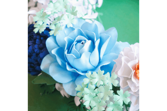 Cerulean Paper Rose SVG With Greenery