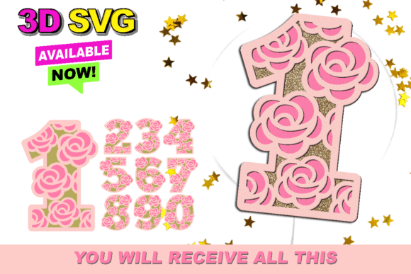 Roses Birthday Numbers SVG Set