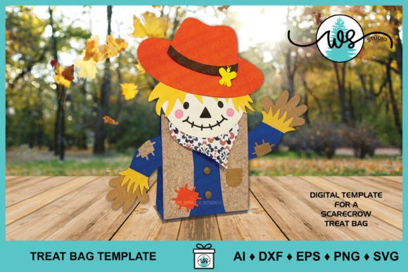 Scarecrow Halloween Treat Box SVG Bag