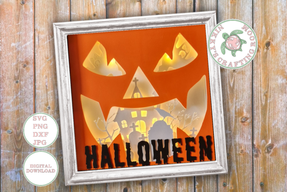 Scary Pumpkin Shadow Box Svg Template