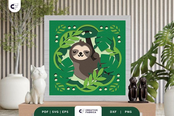 Sloth Nature Shadow Box Svg Jungle Canopy