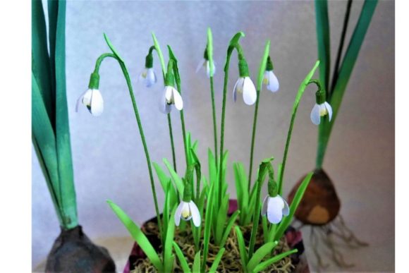 Snowdrop Paper Flower SVG With Planter