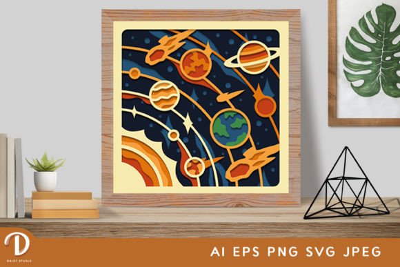 Solar System Shadow Box Design SVG Planets