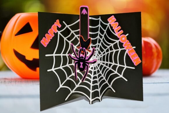 Spider Web Halloween Card Svg Pull-Tab