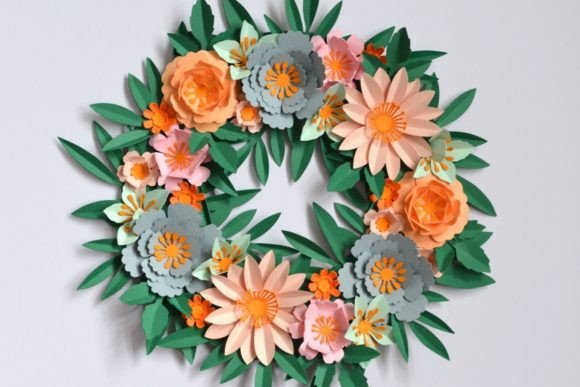 Spring Paper Flower Wreath SVG Kit