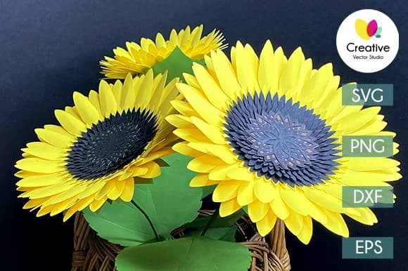 Easy Paper Sunflower SVG Craft Template