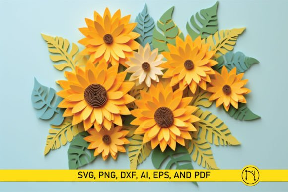 Layered Paper Sunflower Svg Bundle