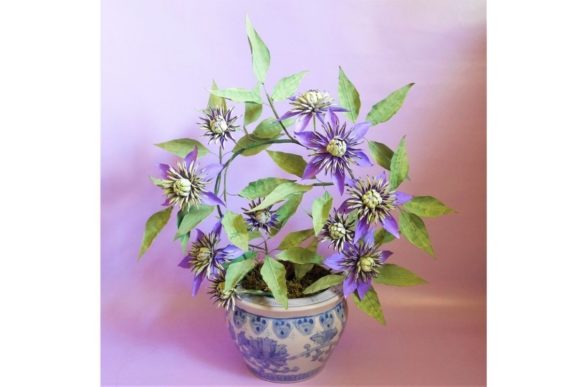 Taiga Clematis Paper Flower Centerpiece SVG