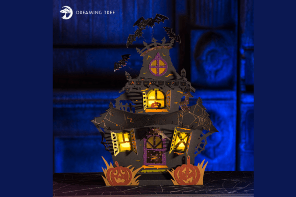 Tea Light Haunted House SVG Lantern