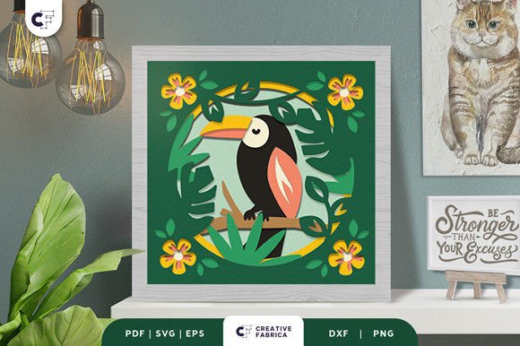 Toucan In Nature Shadow Box Svg Jungle Layers
