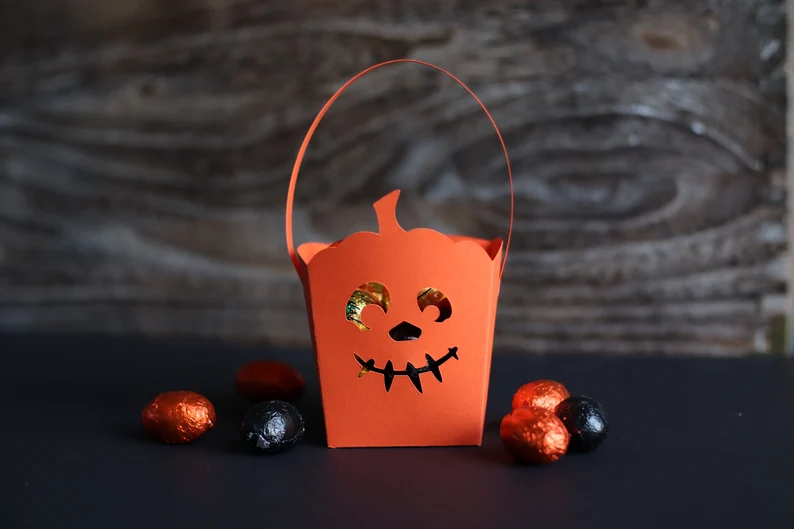 Pumpkin Halloween Treat Box Svg Carrier