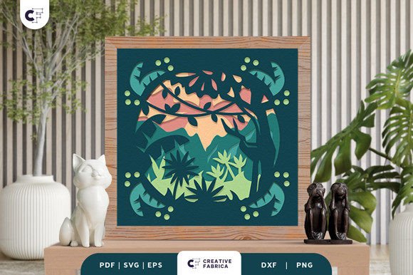Tropical Dense Forest Nature Shadow Box Svg Art