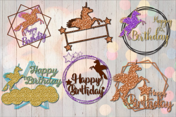 Unicorn Glitter Birthday Svg Bundle Toppers