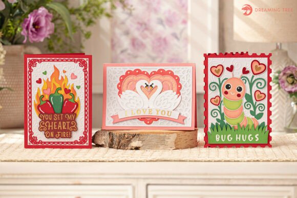 Valentine Vibes Handmade Card SVG Trio
