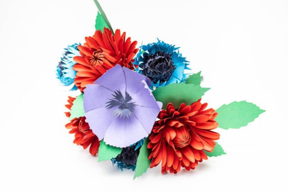 Valentine Paper Flower Bouquet SVG With Dahlias
