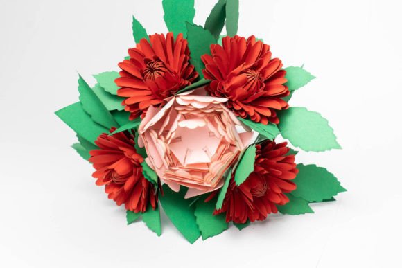 Valentine’s Paper Flower Centerpiece SVG Dahlias