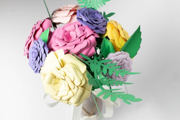 Valentine Paper Flower Bouquet SVG Roses