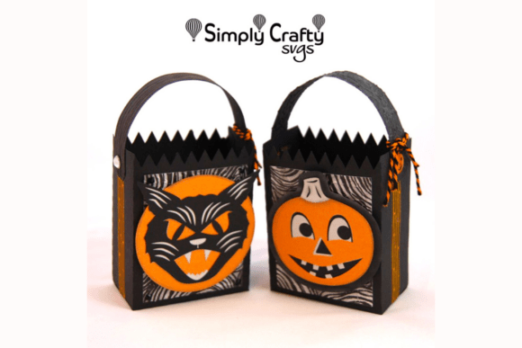 Vintage Halloween Treat Box Svg Bag Duo