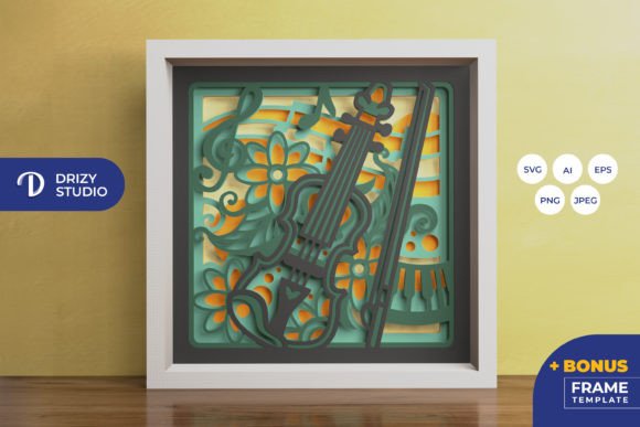 Violin Mandala Shadow Box Svg Art
