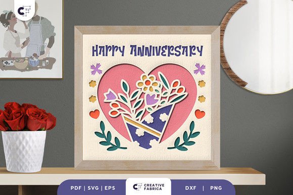 Wedding Anniversary Shadow Box Svg Bouquet