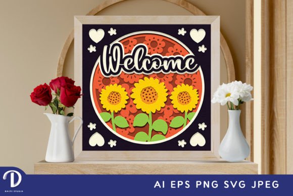 Welcome Sunflowers New Home Shadow Box Svg