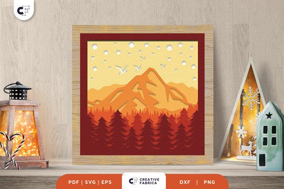Wild Mountain Forest Shadow Box SVG Scene