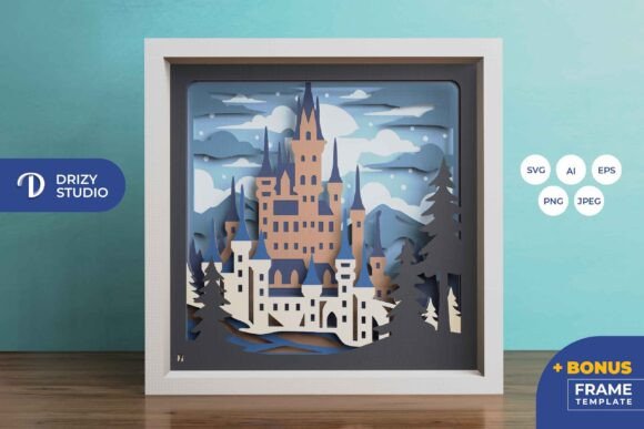 Winter Castle Shadow Box Design Svg