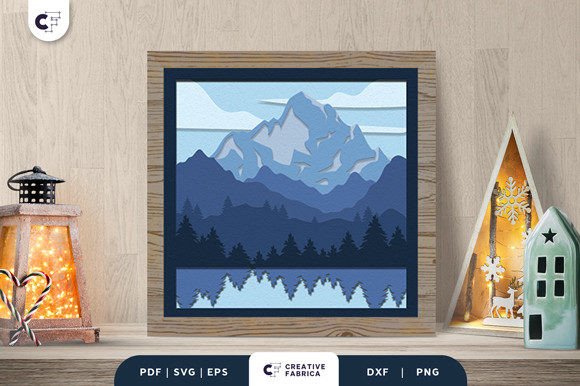 Winter Ice Nature Shadow Box Svg Mountain