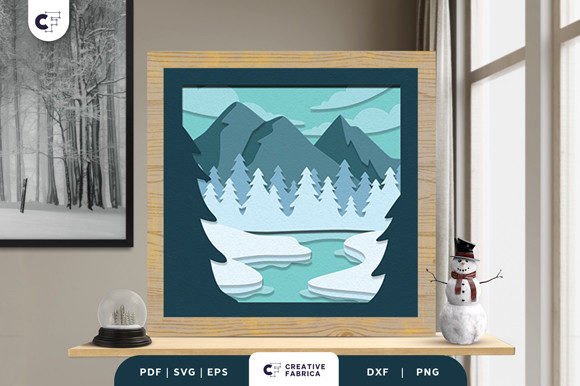 Winter Winter Lake Shadow Box Svg Scene